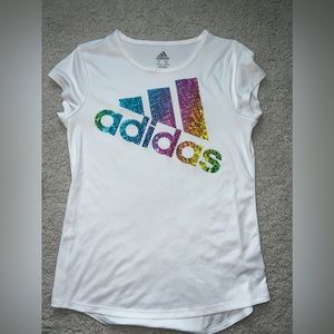 Adidas girls white top L 12/14